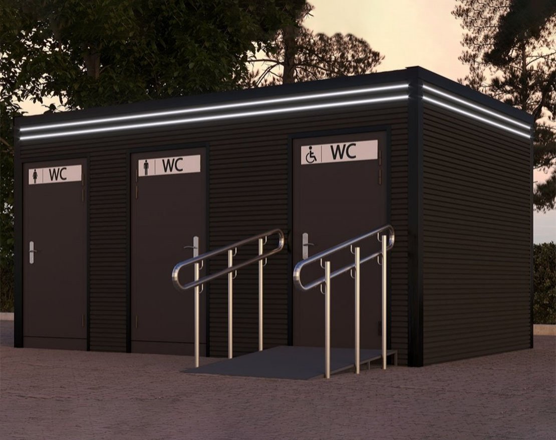 Туалетный модуль МЖ + МГН (Для подключения к воде и канализации) - вид 2